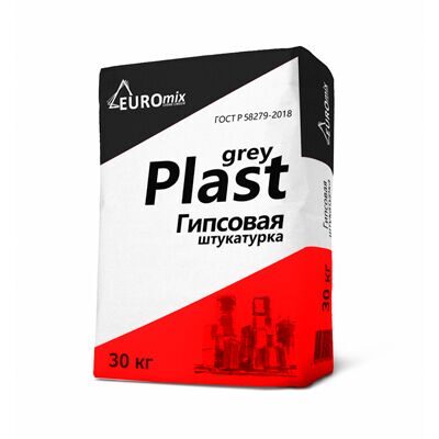Штукатурка гипсовая Euromix Grey Plast 30 кг